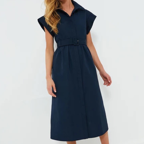Tuckernuck Dresses & Skirts - NWT Tuckernuck Chloe midi belted Dress navy colorway Large